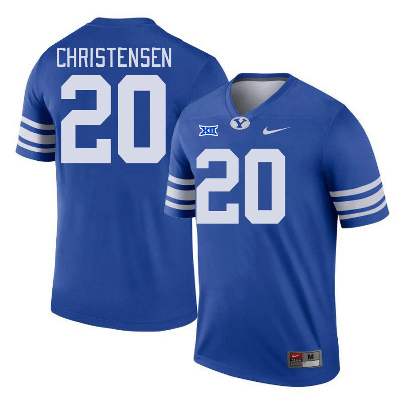 Men #20 Dane Christensen BYU Cougars College Football Jerseys Stitched Sale-Royal